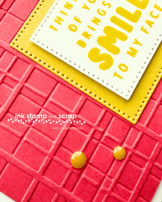 strawberry-plaid-square-tight greeting and embellishment close up