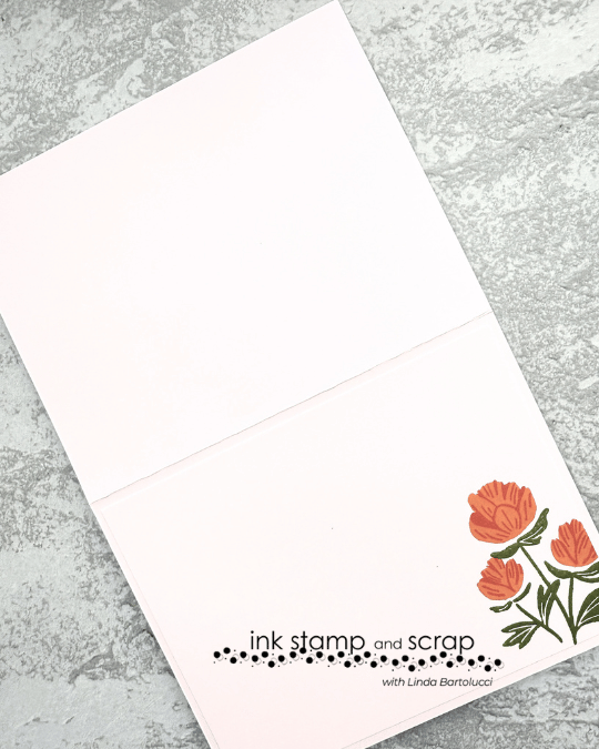 textured-floral-happy-birthday inside card using coordinating stamps and same ink colors