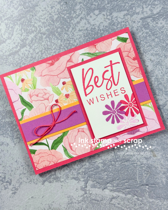 pink best wishes card with papers using sketch 11